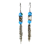 Turquoise Glass Chain Earrings