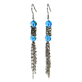 Turquoise Glass Chain Earrings