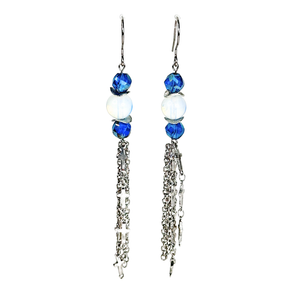 Cross Chain Moonstone Earrings