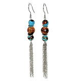 Tiger Eye and Siderolite Chain Earrings