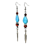 Tiger Eye and Howlite Feather Charm Earrings