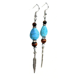 Tiger Eye and Howlite Feather Charm Earrings