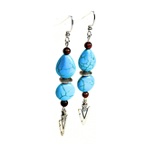 Tiger Eye and Howlite Arrow Head Charm Earrings