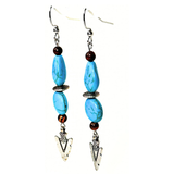 Tiger Eye and Howlite Arrow Head Charm Earrings