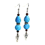 Tiger Eye and Howlite Arrow Head Charm Earrings