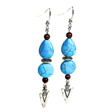 Tiger Eye and Howlite Arrow Head Charm Earrings