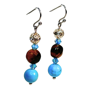 Turquoise and Tiger Eye Earrings