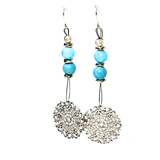 Flower Charm and Turquoise Drop Earrings