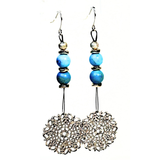 Flower Charm and Turquoise Drop Earrings