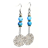 Flower Charm and Turquoise Drop Earrings