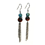 Tiger Eye and Imperial Jasper Chain Earrings