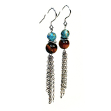 Tiger Eye and Imperial Jasper Chain Earrings