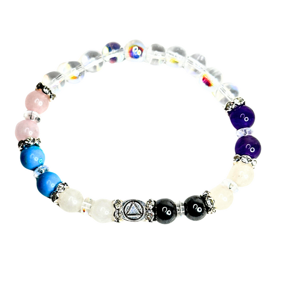 Women's Serenity Prayer Sobriety Bracelet with AA Charm