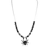 Halloween Black Sparkle Spider and Hematite Necklace