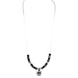 Halloween Black Rhinestone Spider Charm and Labradorite Necklace