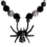 Halloween Black Sparkle Spider Necklace